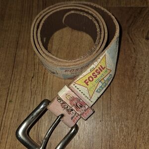 Fossil Women's Belt Genuine Leather Vintage Car Dancers Signs Size Medium